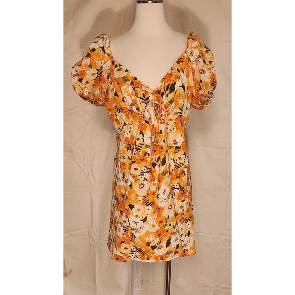 Divided H&M Mini Dress, Yellow & Orange Floral, XL - Picture 1 of 6